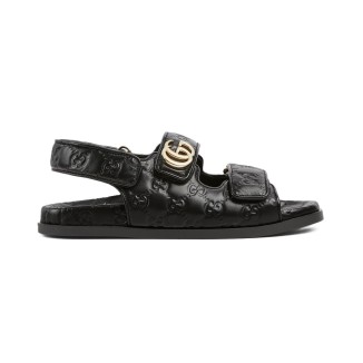 Gucci Sandal Dooble GG Black Leather