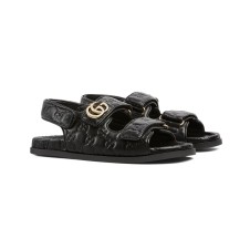 Gucci Sandal Dooble GG Black Leather