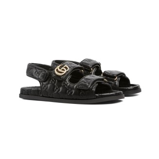 Gucci Sandal Dooble GG Black Leather