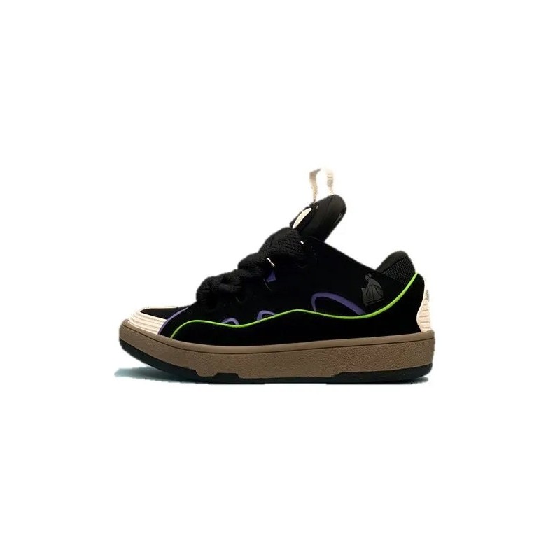 Lanvin Curb Lace-Up Sneakers Black Blue White