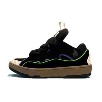 Lanvin Curb Lace-Up Sneakers Black Blue White
