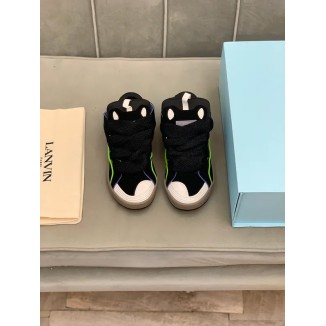 Lanvin Curb Lace-Up Sneakers Black Blue White