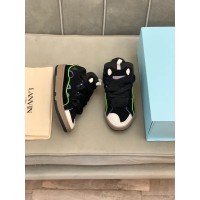 Lanvin Curb Lace-Up Sneakers Black Blue White