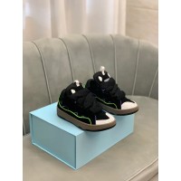 Lanvin Curb Lace-Up Sneakers Black Blue White