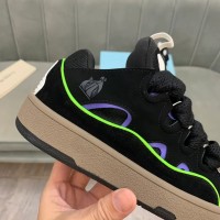 Lanvin Curb Lace-Up Sneakers Black Blue White