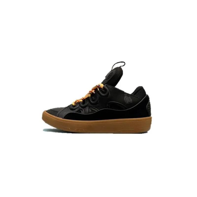 Lanvin Curb Lace-Up Sneakers Black Brown