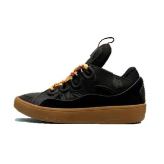 Lanvin Curb Lace-Up Sneakers Black Brown