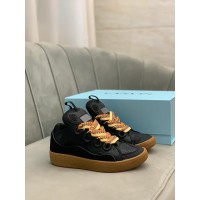 Lanvin Curb Lace-Up Sneakers Black Brown