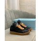 Lanvin Curb Lace-Up Sneakers Black Brown