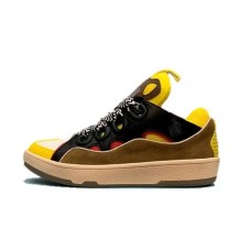 Lanvin Curb Lace-Up Sneakers Black Yellow