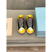 Lanvin Curb Lace-Up Sneakers Black Yellow