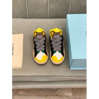 Lanvin Curb Lace-Up Sneakers Black Yellow