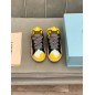 Lanvin Curb Lace-Up Sneakers Black Yellow