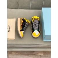 Lanvin Curb Lace-Up Sneakers Black Yellow