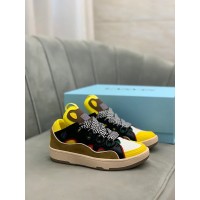 Lanvin Curb Lace-Up Sneakers Black Yellow