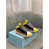 Lanvin Curb Lace-Up Sneakers Black Yellow