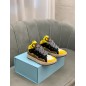 Lanvin Curb Lace-Up Sneakers Black Yellow