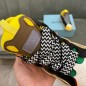 Lanvin Curb Lace-Up Sneakers Black Yellow
