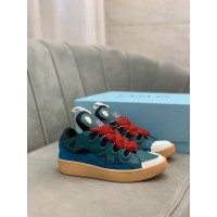 Lanvin Curb Lace-Up Sneakers Dark Blue