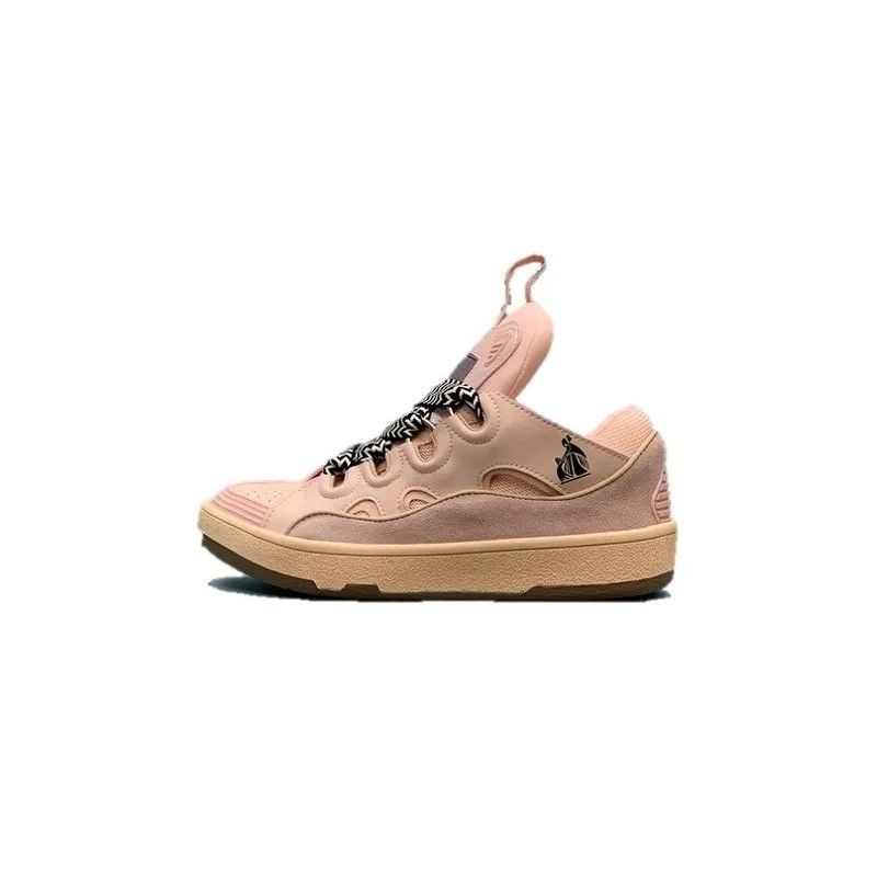 Lanvin Curb Lace-Up Sneakers Pink Pale