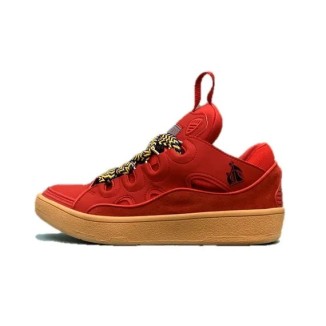 Lanvin Curb Lace-Up Sneakers Red