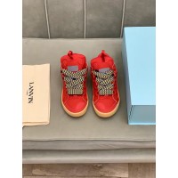 Lanvin Curb Lace-Up Sneakers Red