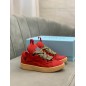 Lanvin Curb Lace-Up Sneakers Red