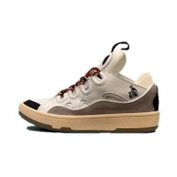 Lanvin Curb Lace-Up Sneakers White Brown