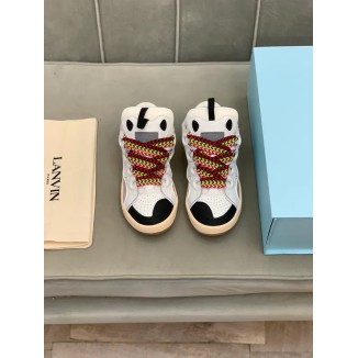 Lanvin Curb Lace-Up Sneakers White Brown
