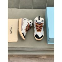 Lanvin Curb Lace-Up Sneakers White Brown