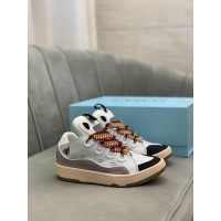 Lanvin Curb Lace-Up Sneakers White Brown