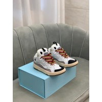 Lanvin Curb Lace-Up Sneakers White Brown