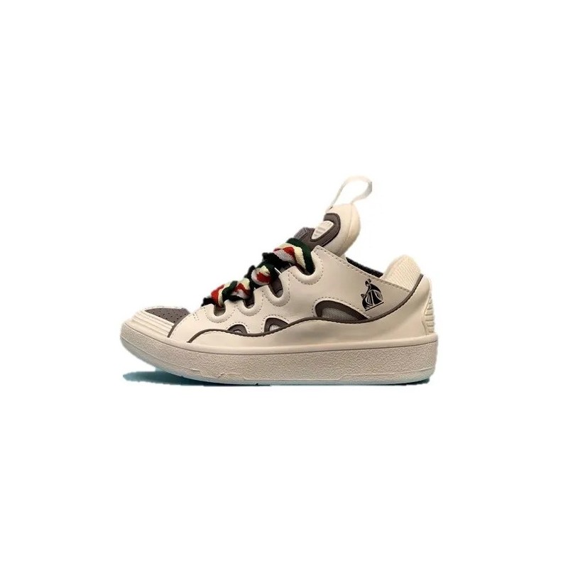 Lanvin Curb Lace-Up Sneakers White Green