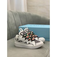 Lanvin Curb Lace-Up Sneakers White Green
