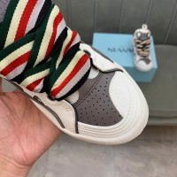 Lanvin Curb Lace-Up Sneakers White Green