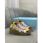 Lanvin Curb Lace-Up Sneakers Yellow Beige