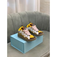Lanvin Curb Lace-Up Sneakers Yellow Beige