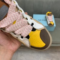 Lanvin Curb Lace-Up Sneakers Yellow Beige