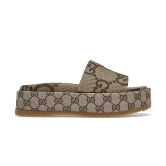 Gucci Sandalo Platform 55mm Angelina Camel Canvas