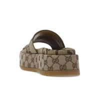 Gucci Sandalo Platform 55mm Angelina Camel Canvas