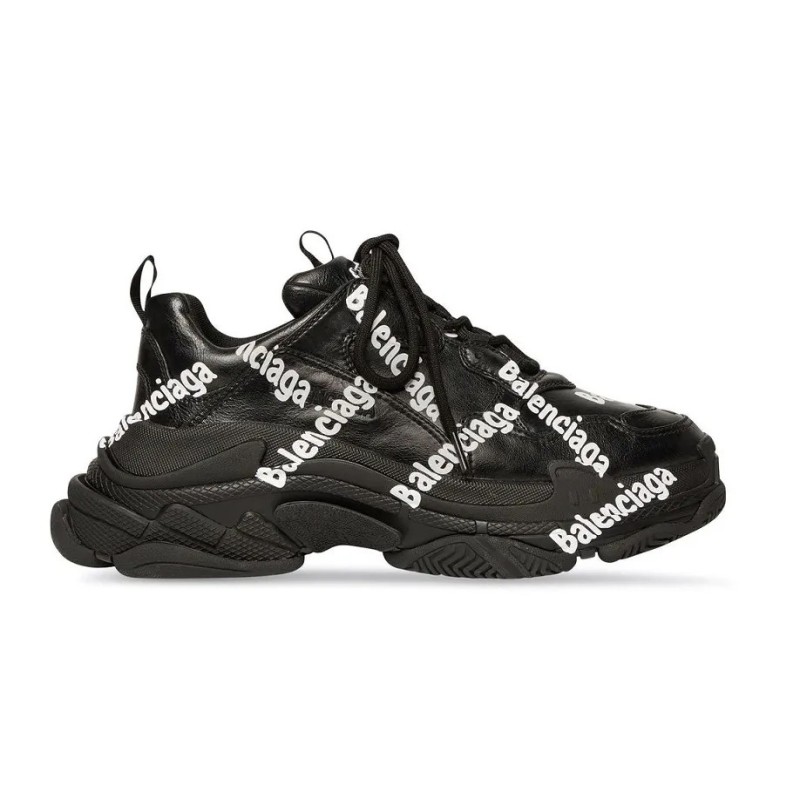 Balenciaga Triple S Logo Print Black