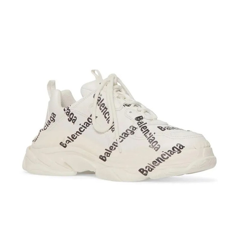 Balenciaga Triple S Logo Print White