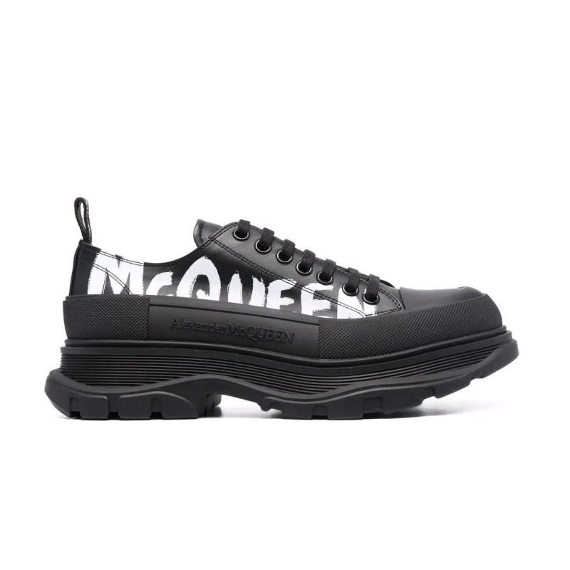Alexander McQueen Tread Slick Lace Up Graffiti Black
