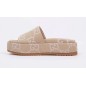 Gucci Jumbo GG Platform Slide Sandal Beige Light Pink Canvas